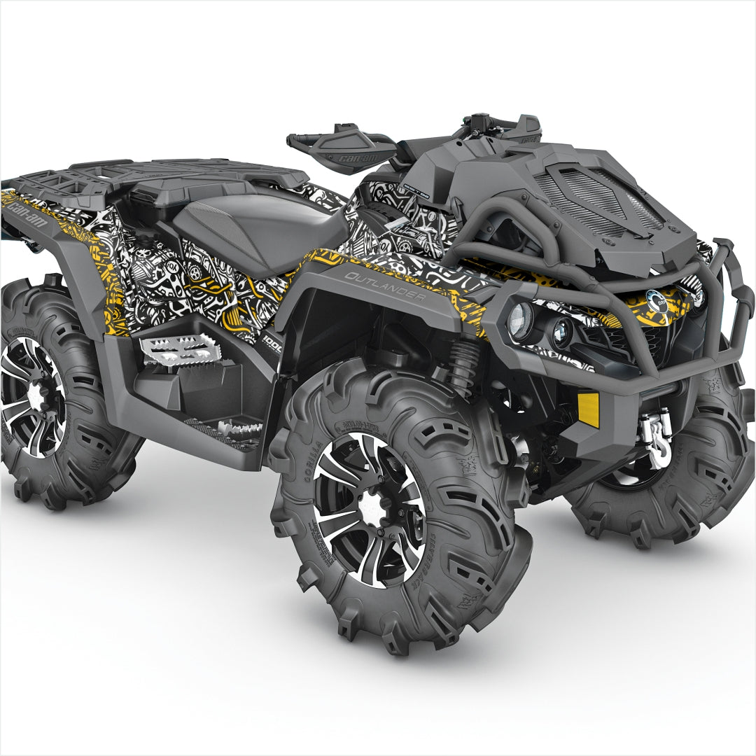 Can Am Outlander yellow wraps kit