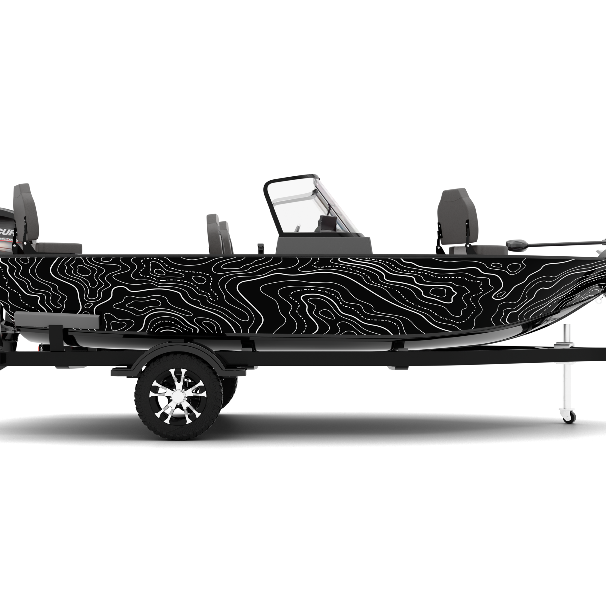 TOPOGRAPHIC design stickers for Fishing Boat