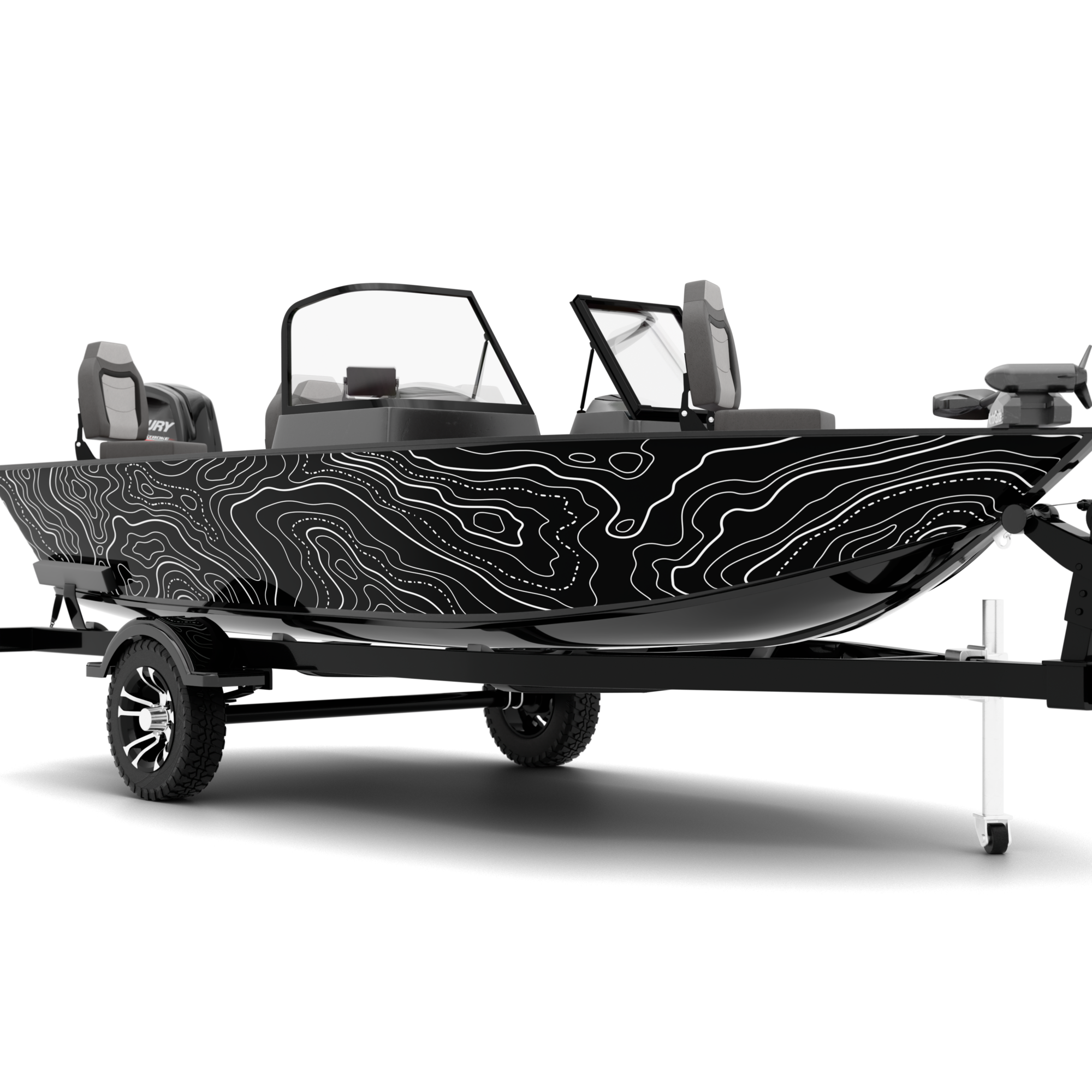 TOPOGRAPHIC design stickers for Fishing Boat